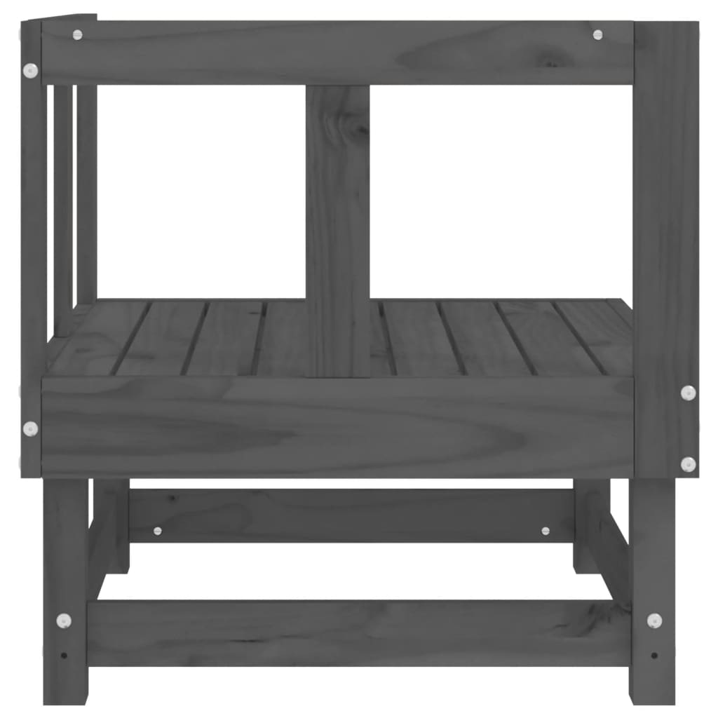 Garden corner sofa, 2 pcs., gray, solid pine wood