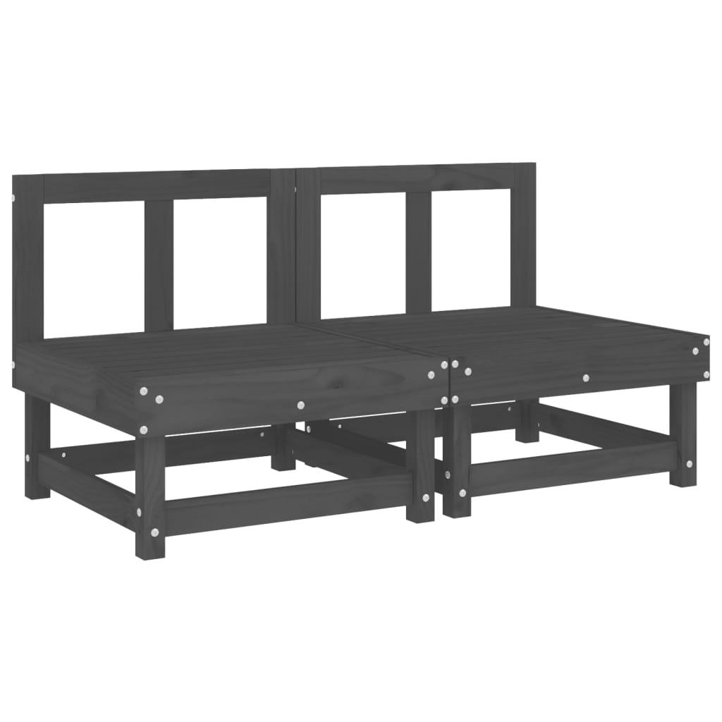Medium sofas for the garden, 2 pcs., gray, solid pine wood