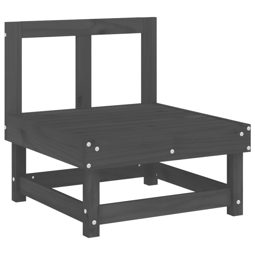 Medium sofas for the garden, 2 pcs., gray, solid pine wood