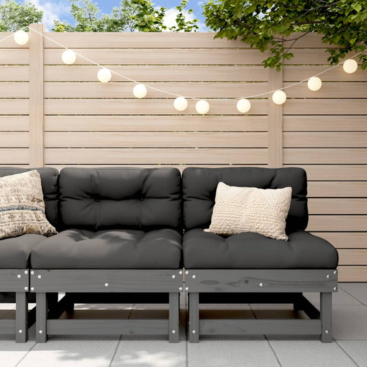 Medium sofas for the garden, 2 pcs., gray, solid pine wood