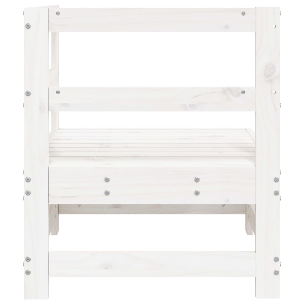 Garden corner sofa, white, solid pine wood
