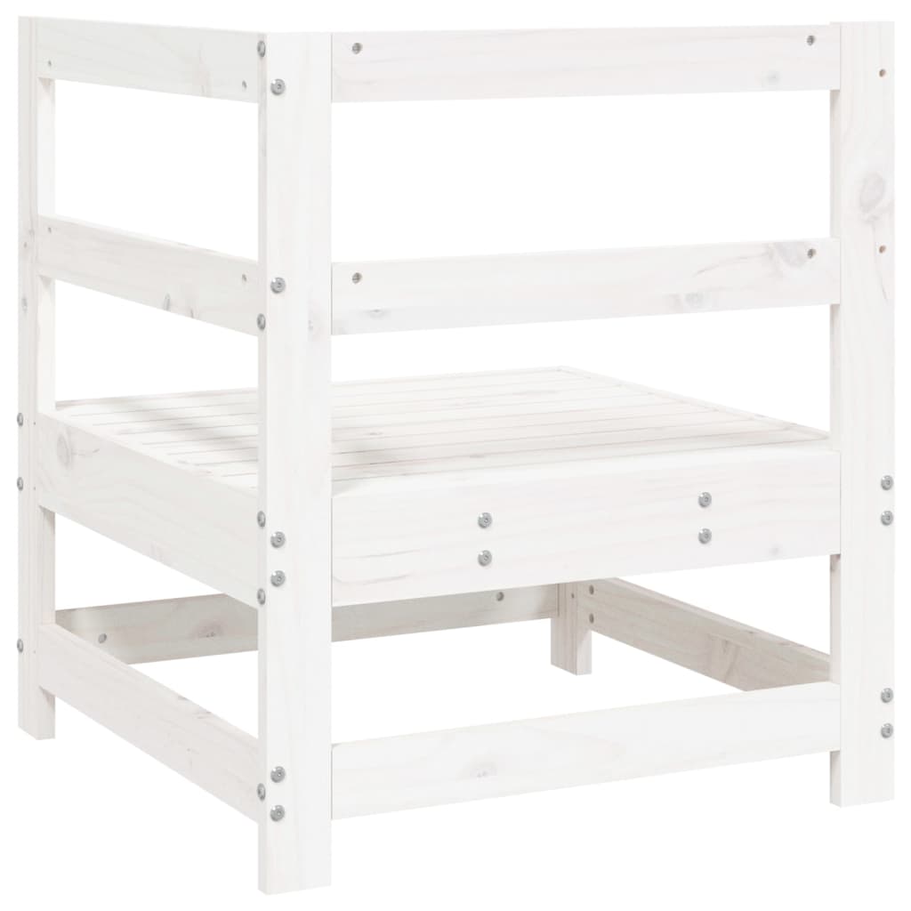 Garden corner sofa, white, solid pine wood