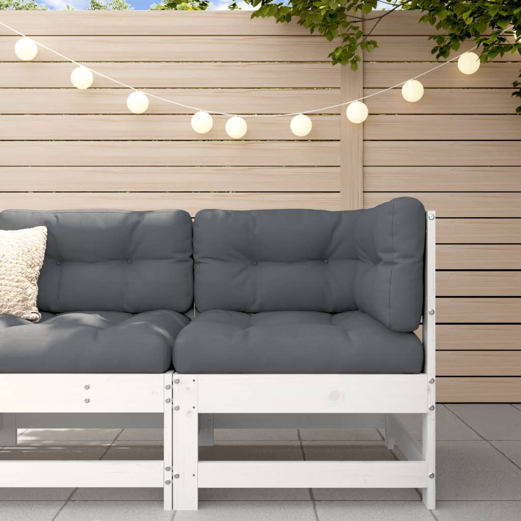 Garden corner sofa, white, solid pine wood