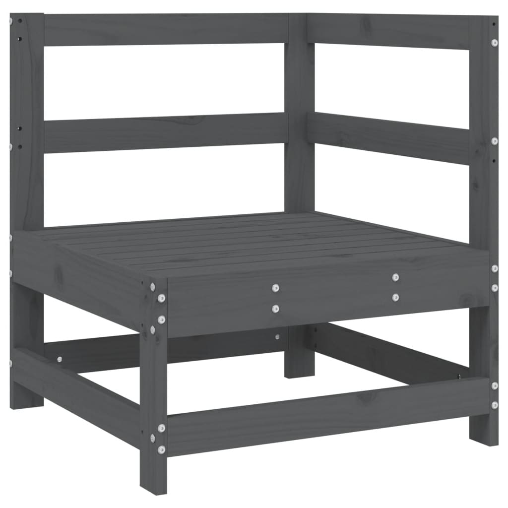 Garden corner sofa, gray, solid pine wood