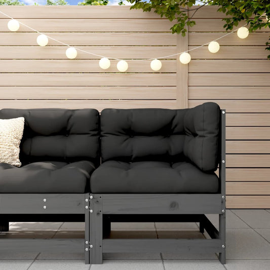 Garden corner sofa, gray, solid pine wood