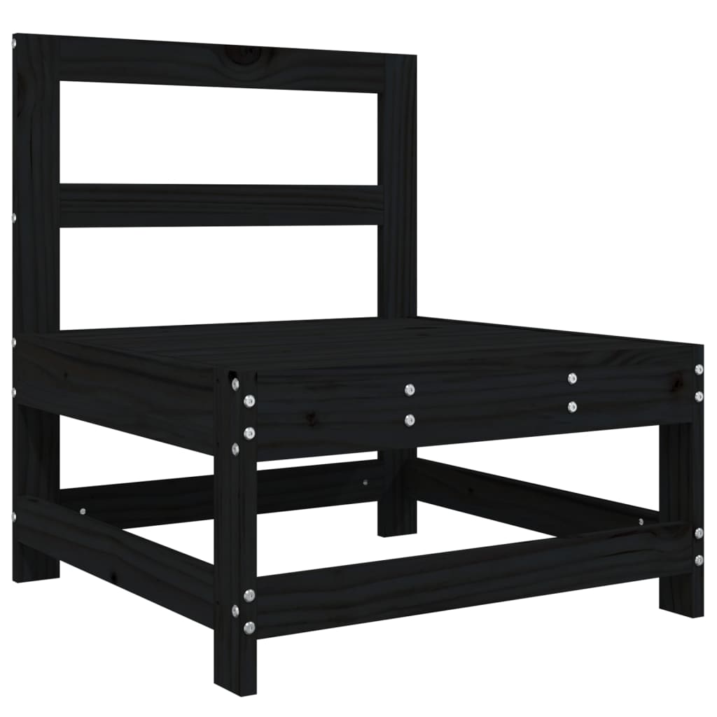 Medium garden sofa, black, solid pine wood