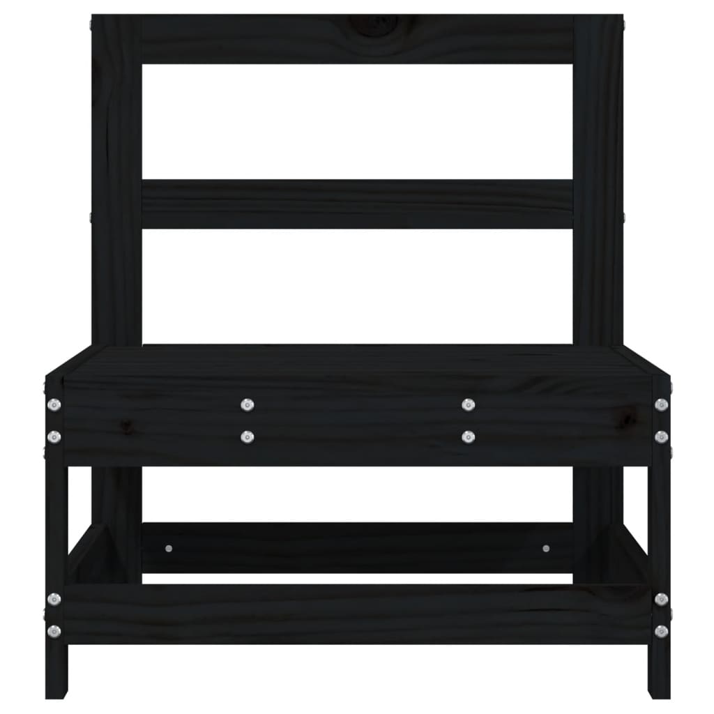 Medium garden sofa, black, solid pine wood