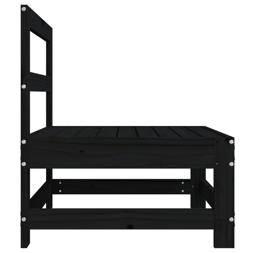 Medium garden sofa, black, solid pine wood