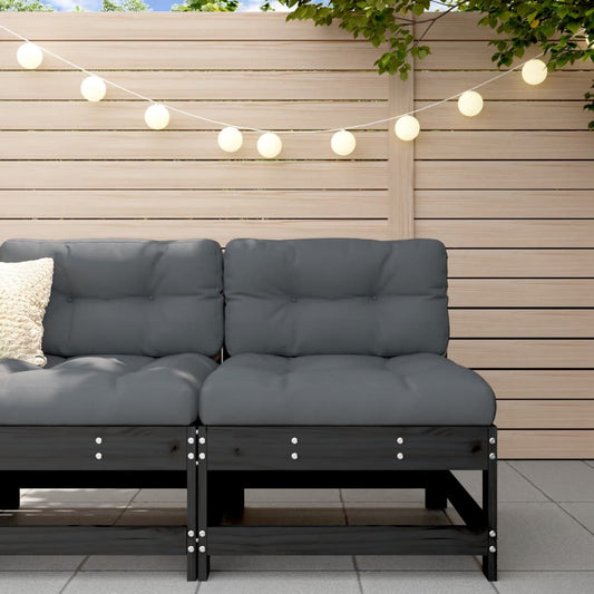 Medium garden sofa, black, solid pine wood