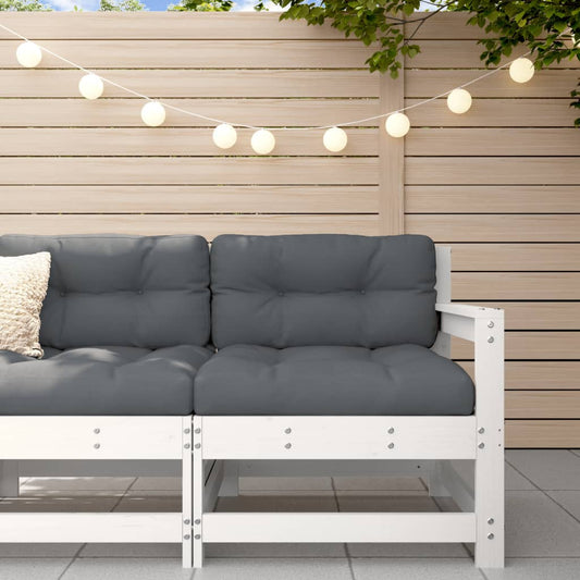 Garden corner sofa, white, solid pine wood