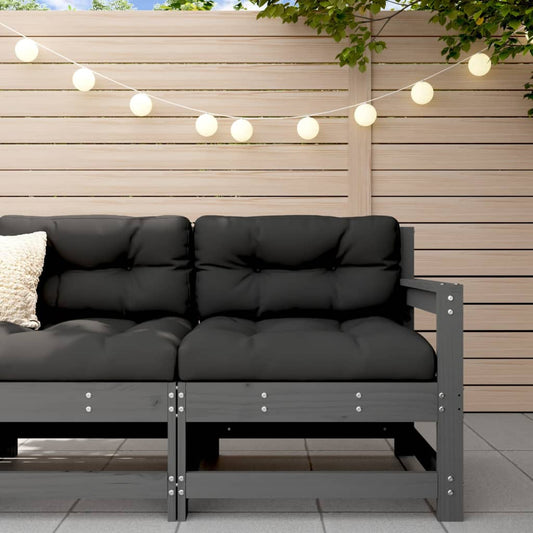 Garden corner sofa, gray, solid pine wood