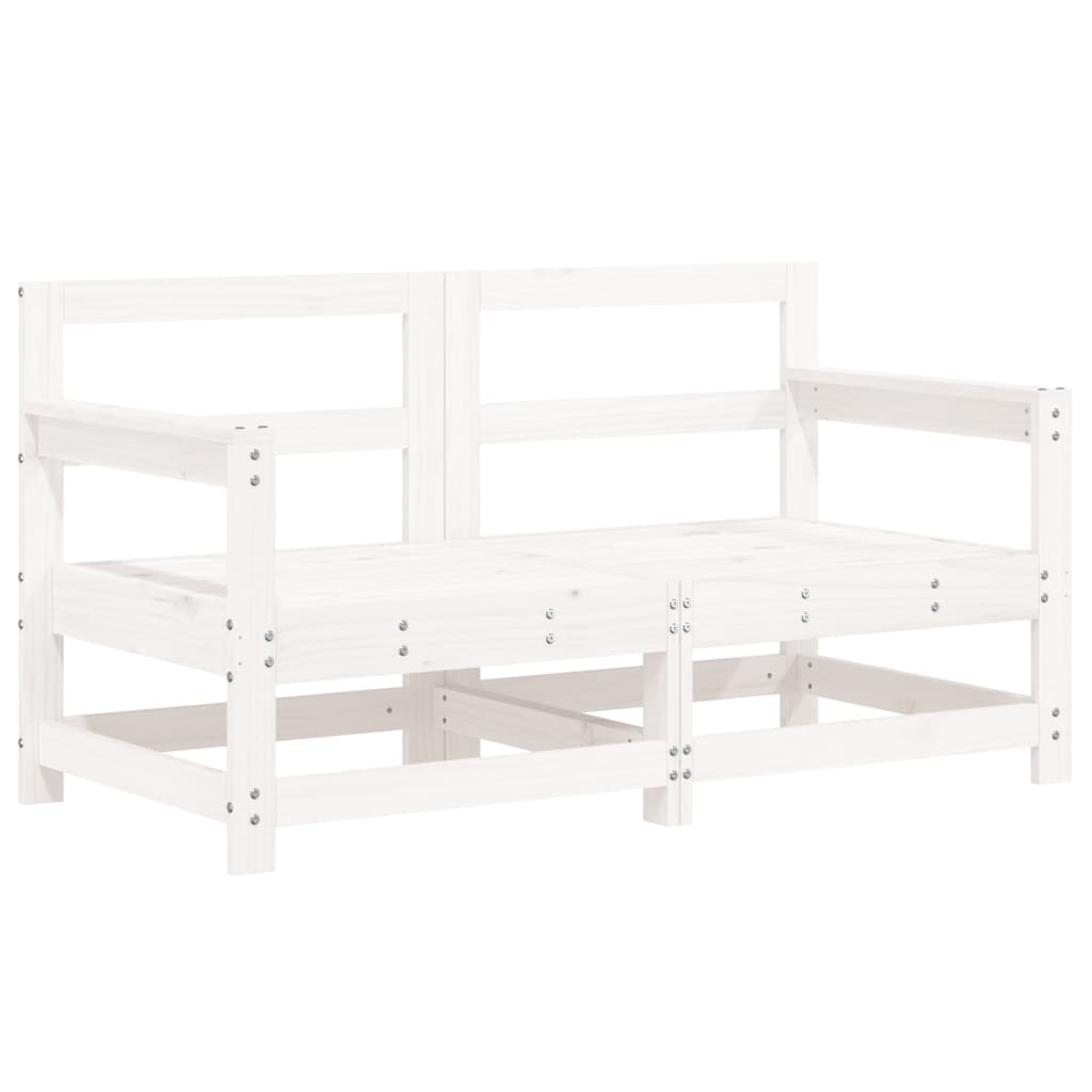 Garden corner sofa, 2 pcs., white, solid pine wood