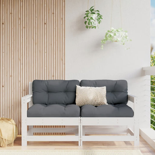 Garden corner sofa, 2 pcs., white, solid pine wood