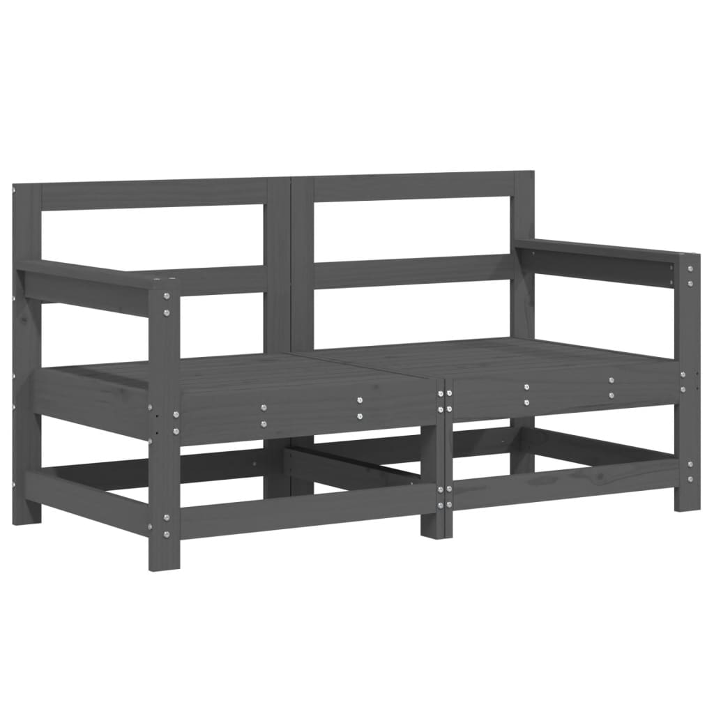 Garden corner sofa, 2 pcs., gray, solid pine wood