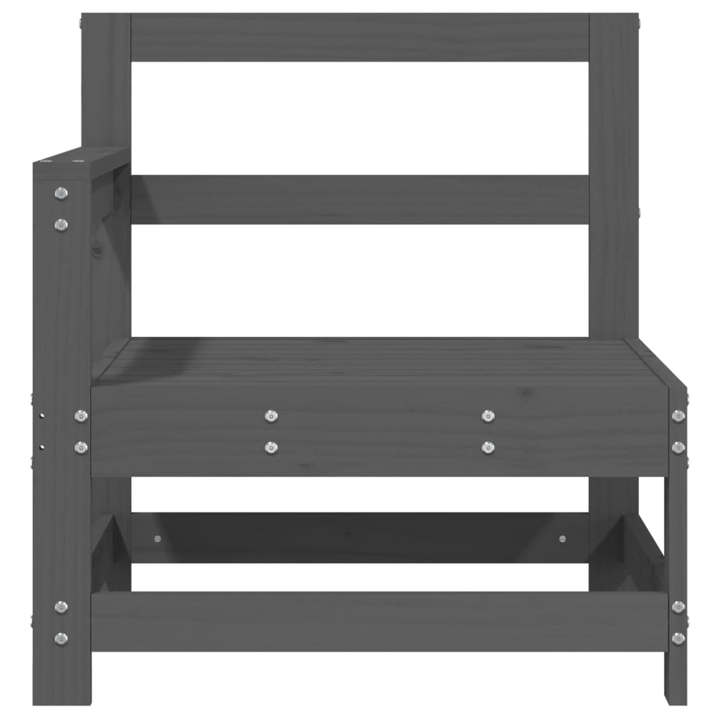 Garden corner sofa, 2 pcs., gray, solid pine wood
