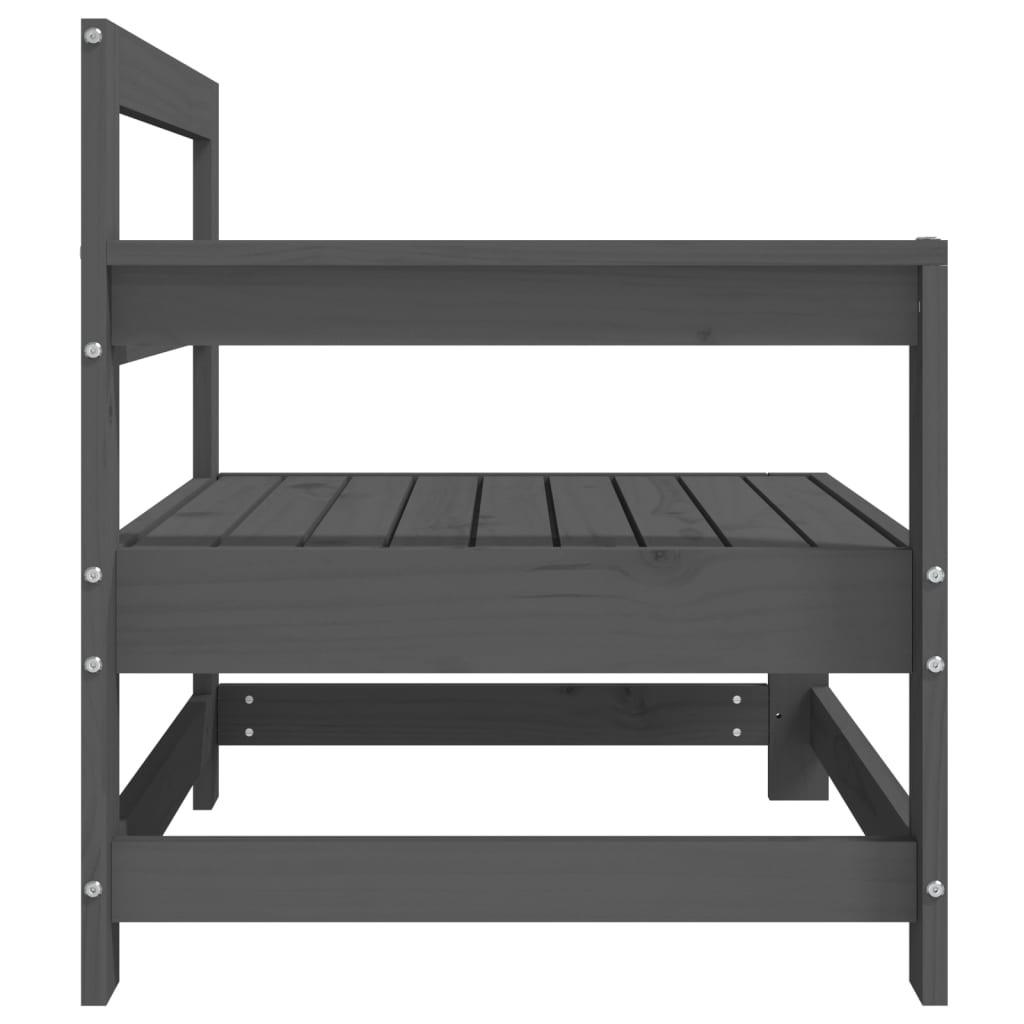 Garden corner sofa, 2 pcs., gray, solid pine wood