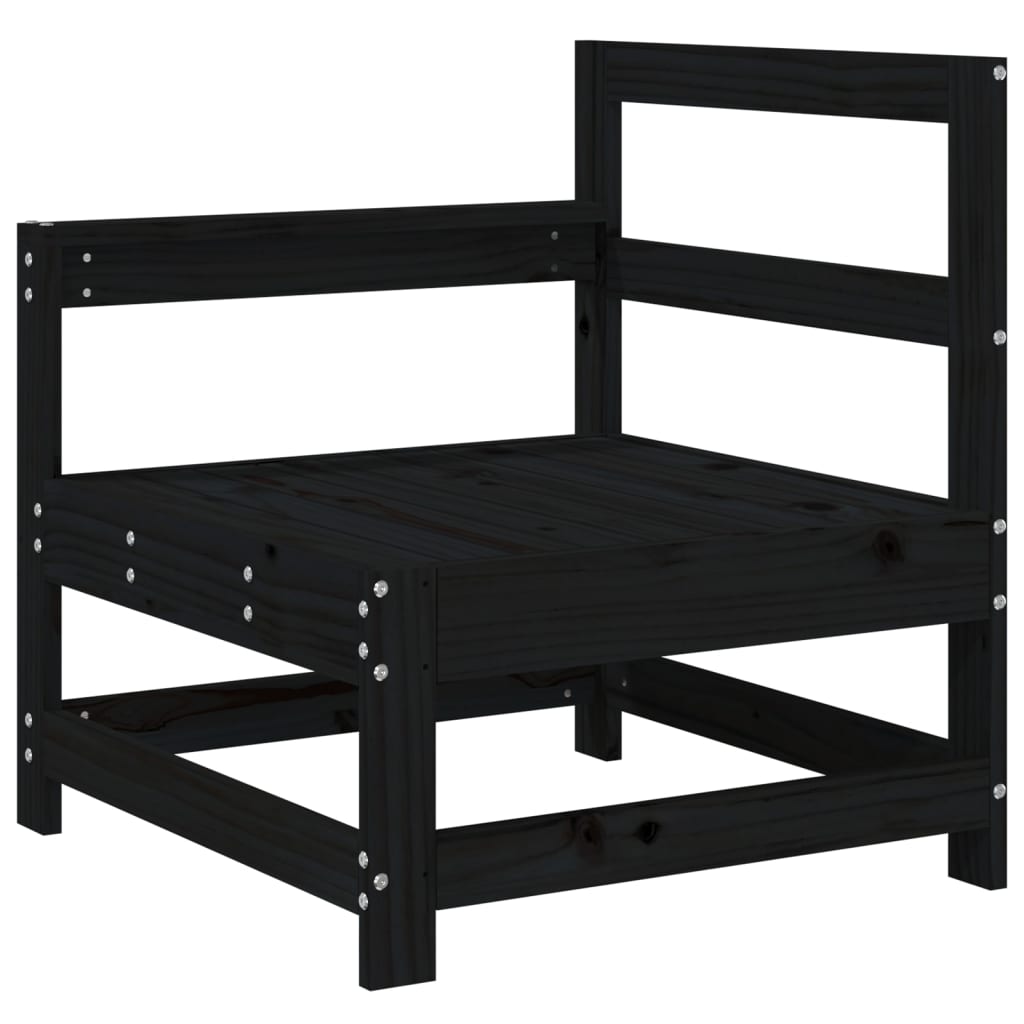 Garden corner sofa, 2 pcs., black, solid pine wood