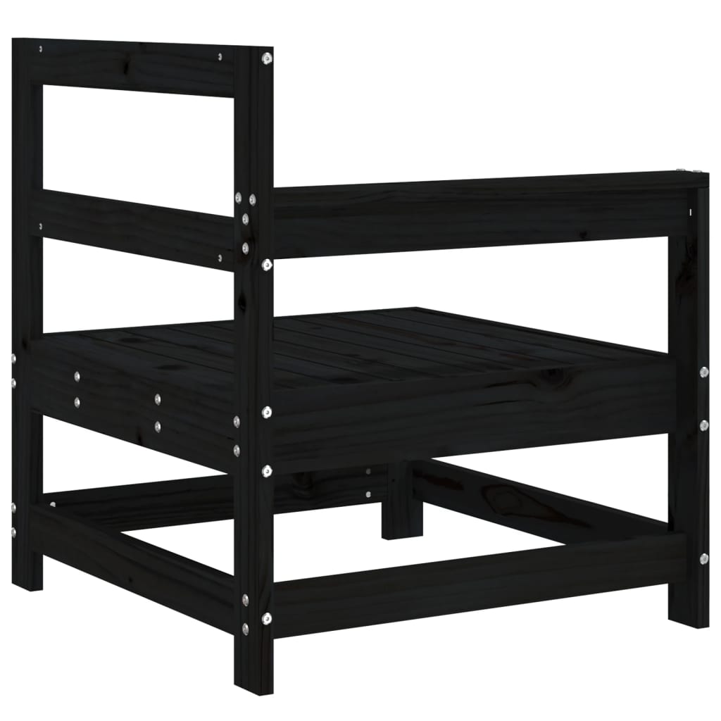 Garden corner sofa, 2 pcs., black, solid pine wood