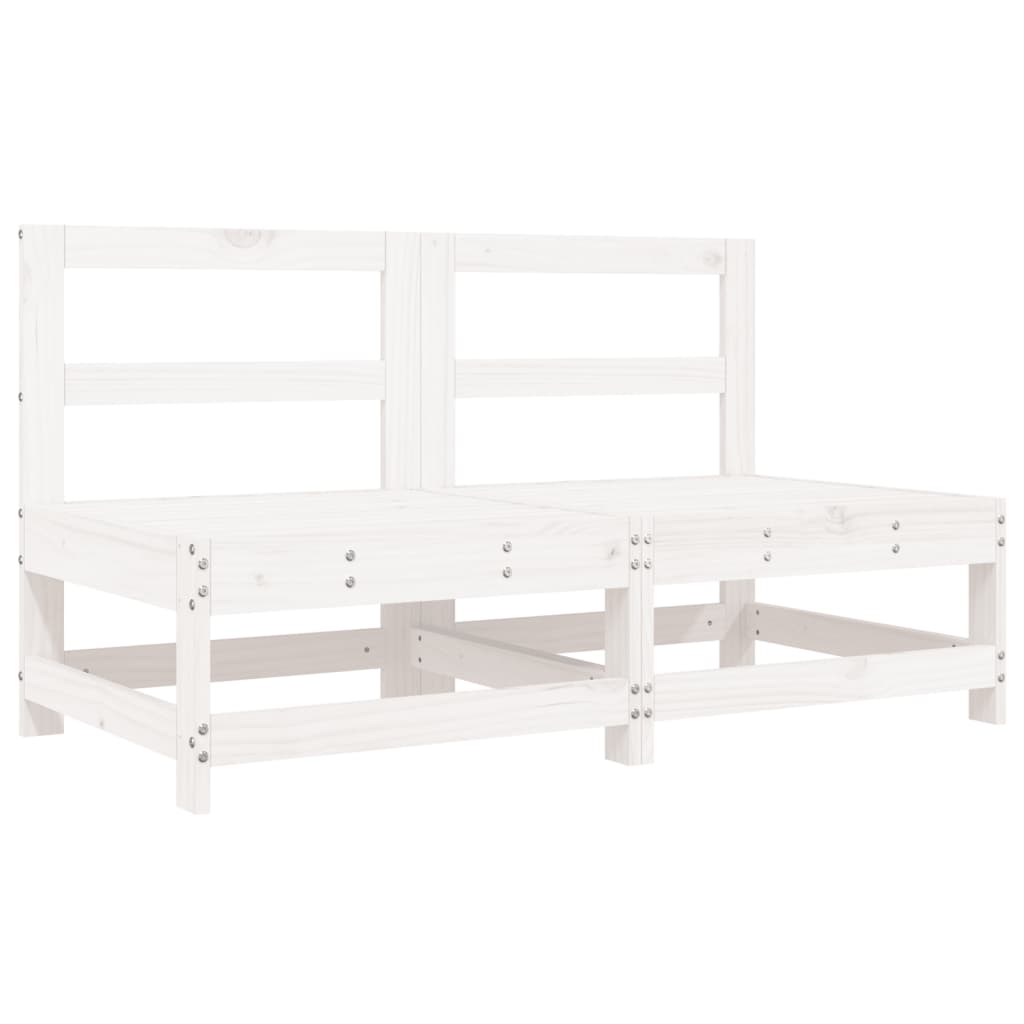 Medium sofas for the garden, 2 pcs., white, solid pine wood