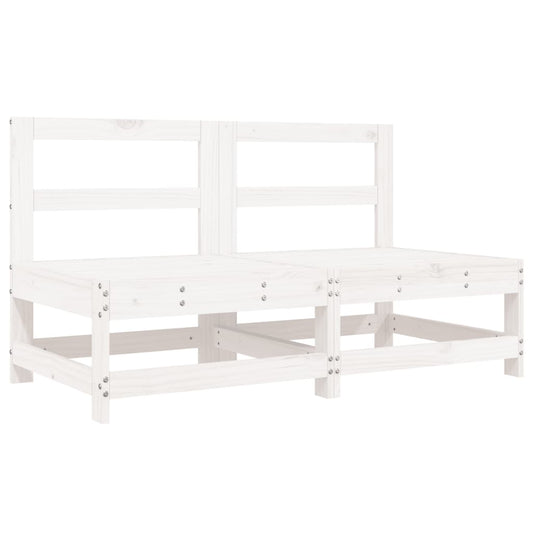 Medium sofas for the garden, 2 pcs., white, solid pine wood