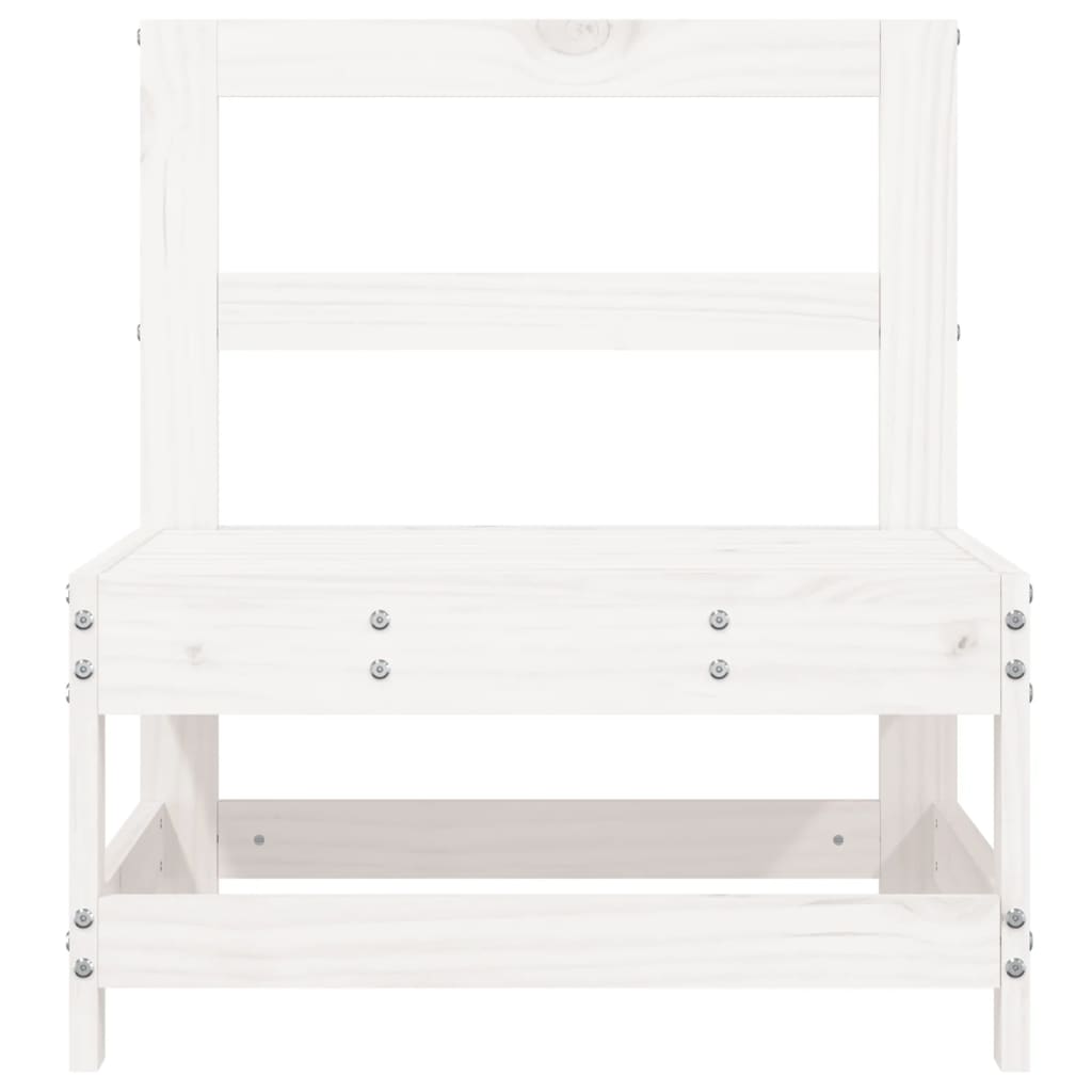Medium sofas for the garden, 2 pcs., white, solid pine wood