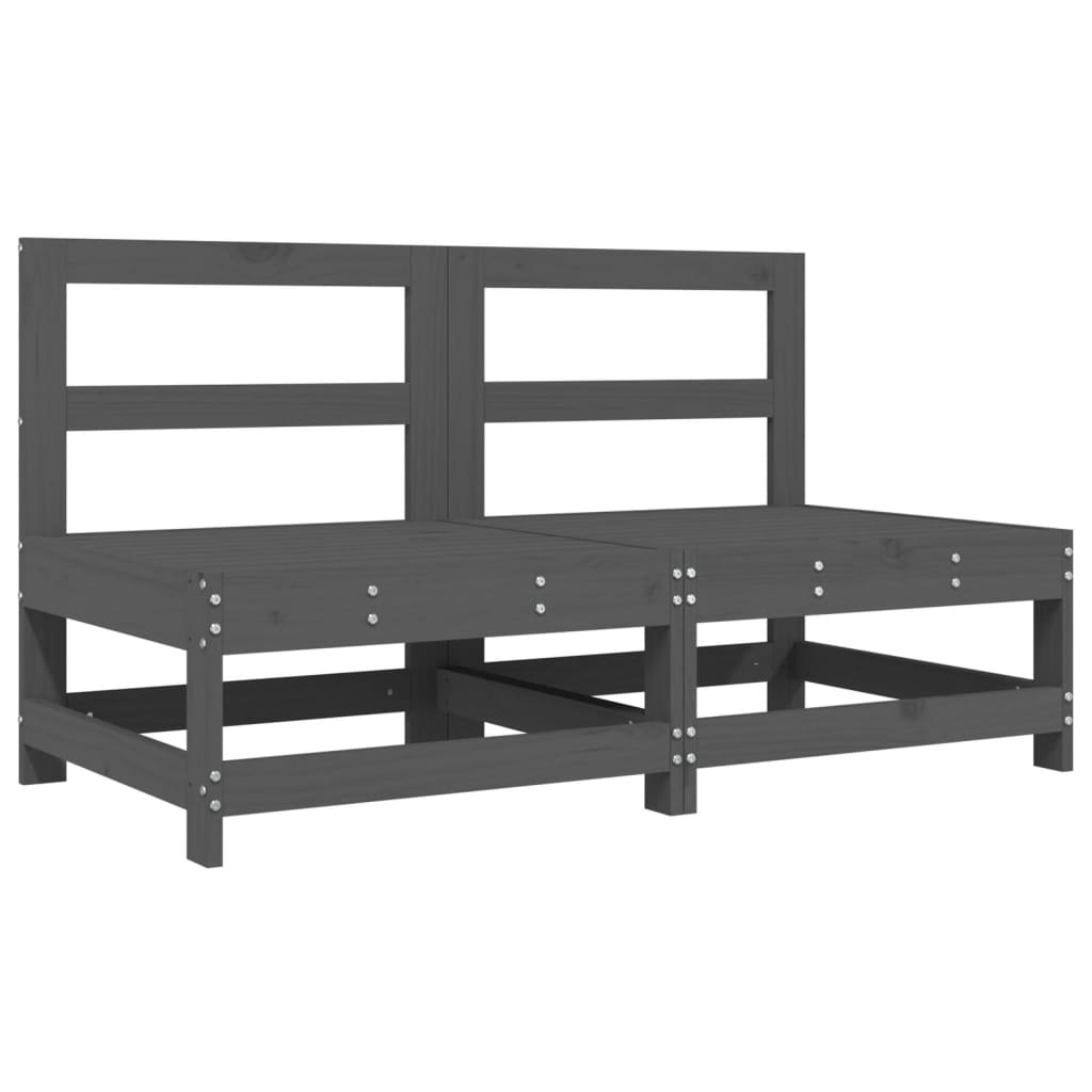 Medium sofas for the garden, 2 pcs., gray, solid pine wood