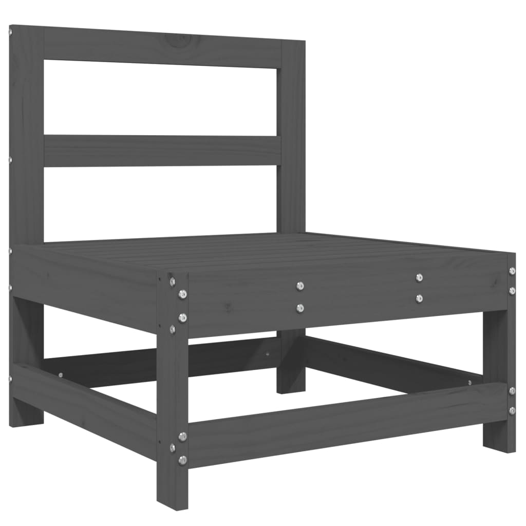 Medium sofas for the garden, 2 pcs., gray, solid pine wood