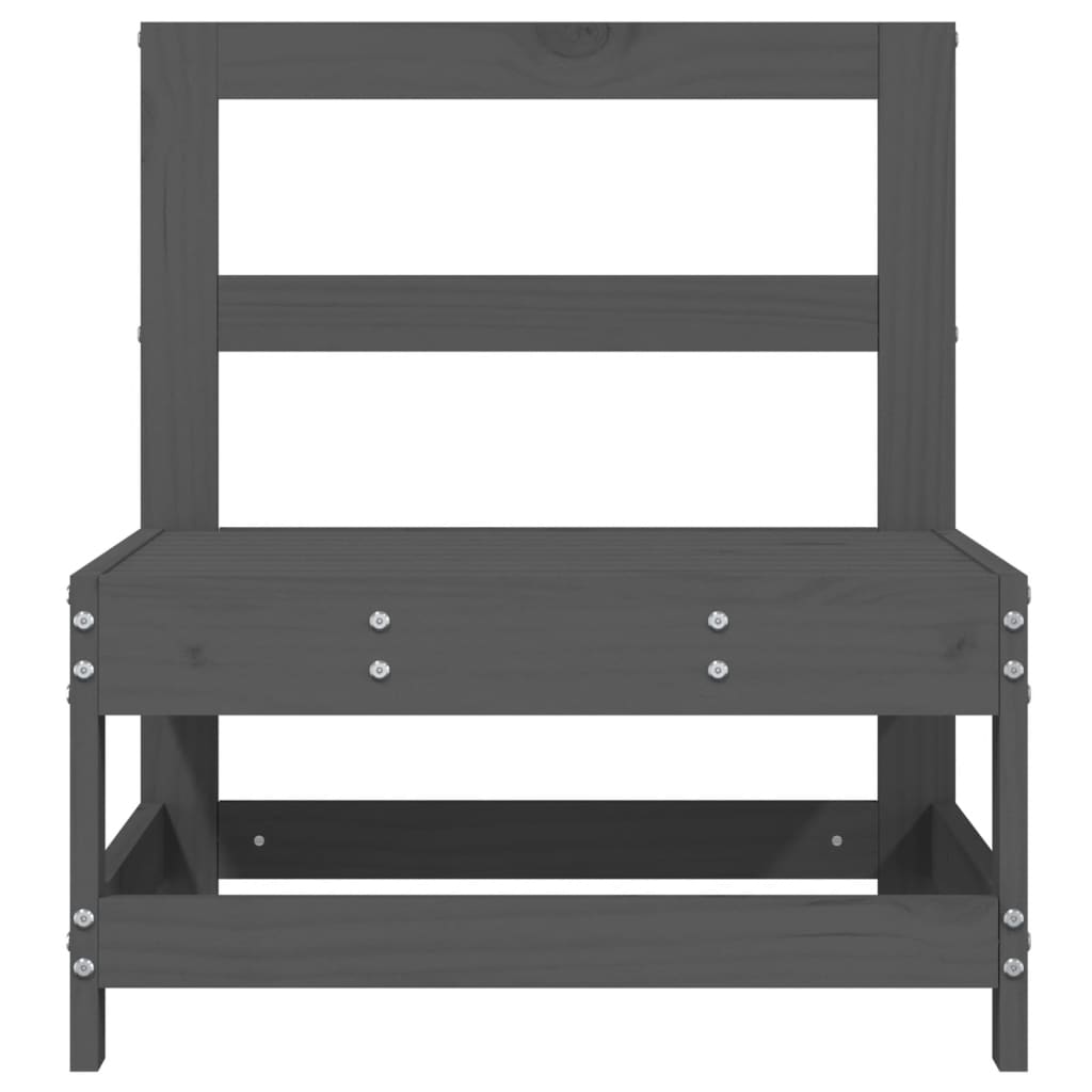 Medium sofas for the garden, 2 pcs., gray, solid pine wood
