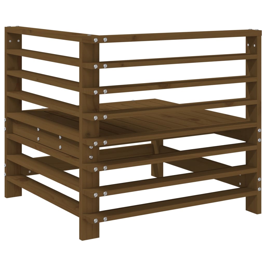 Garden corner sofa, honey brown, solid pine wood