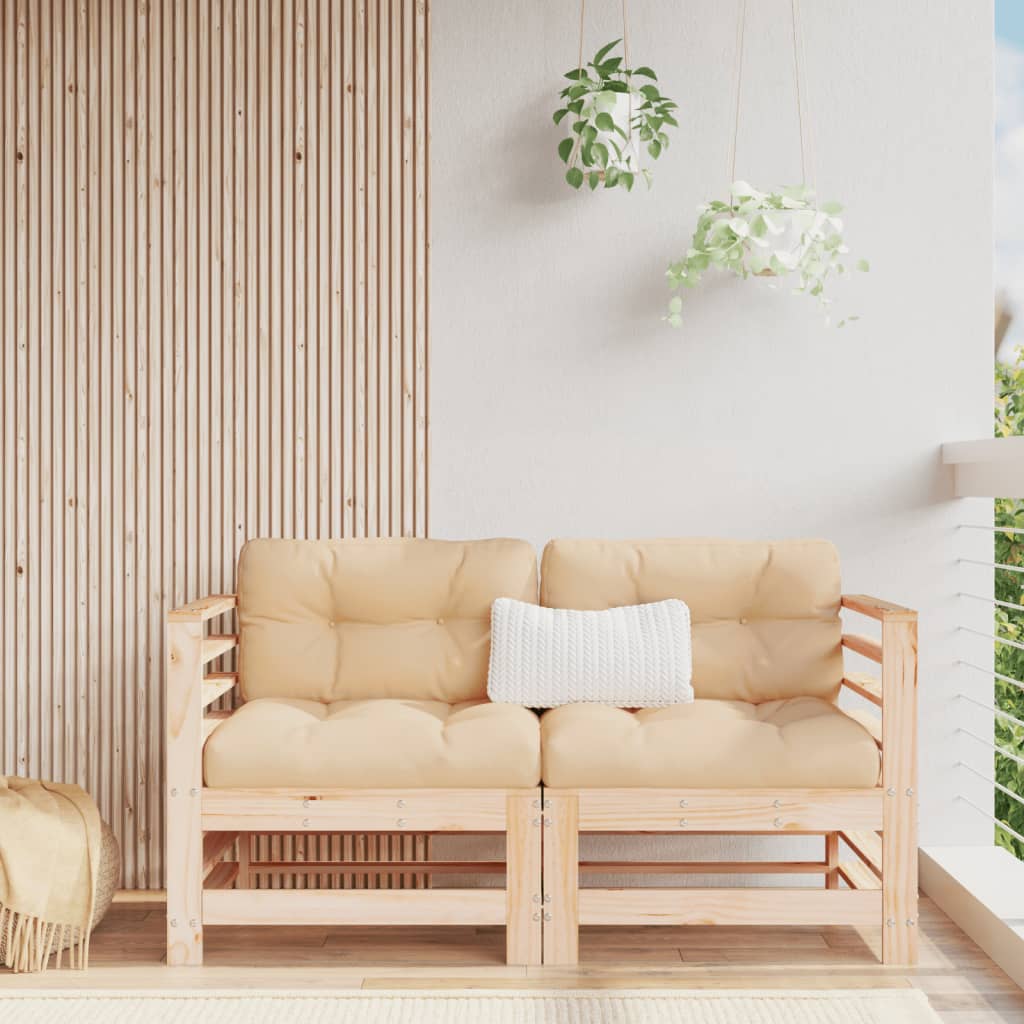Garden corner sofa, 2 pcs., solid pine wood