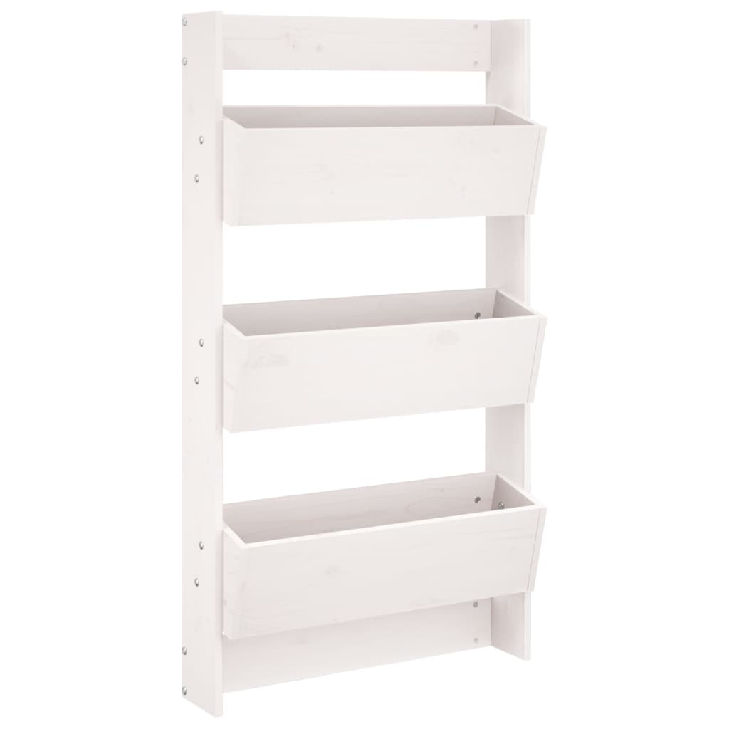 Jardinieră de perete cu 3 niveluri alb 60x18,5x110 cm lemn pin