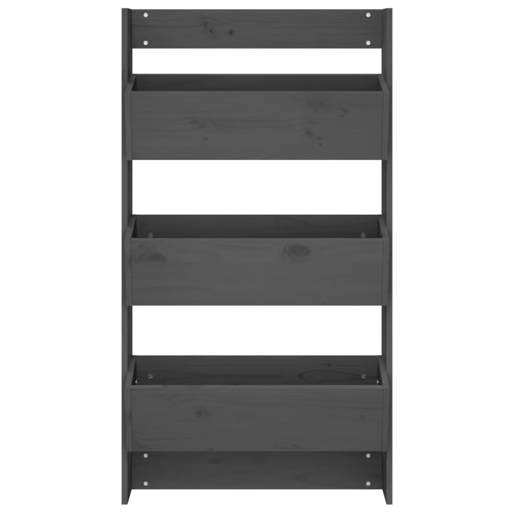 Jardinieră de perete cu 3 niveluri gri 60x18,5x110 cm lemn pin