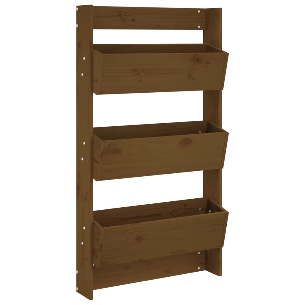 Jardinieră de perete cu 3 niveluri maro miere lemn pin