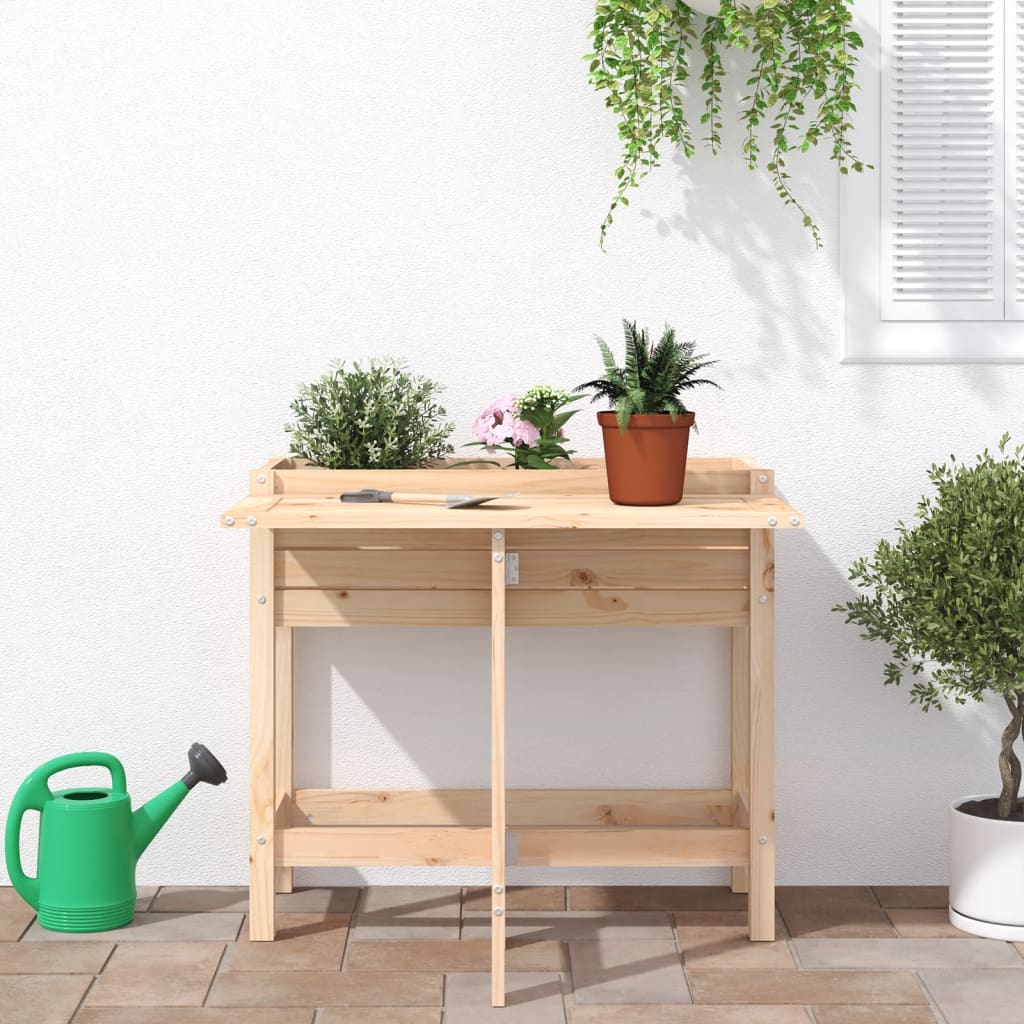 Jardinieră de grădină cu blat pliabil, lemn masiv pin
