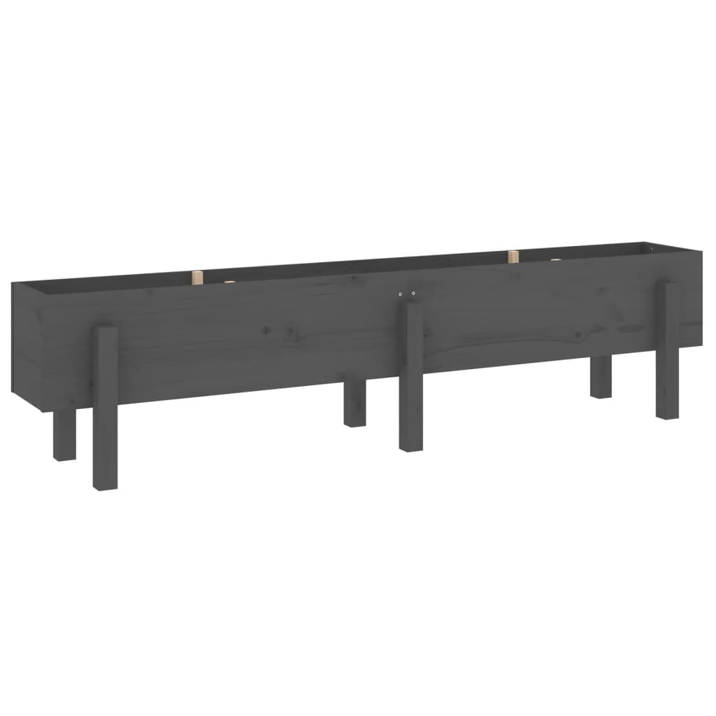 Strat înălțat de grădină, gri, 160x30x38 cm, lemn masiv de pin