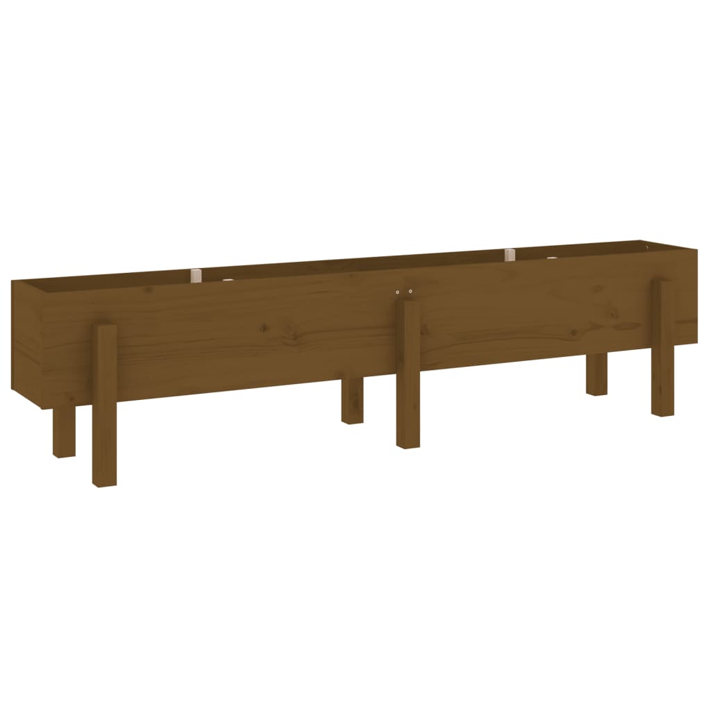 Strat înălțat de grădină maro miere 160x30x38 cm lemn masiv pin