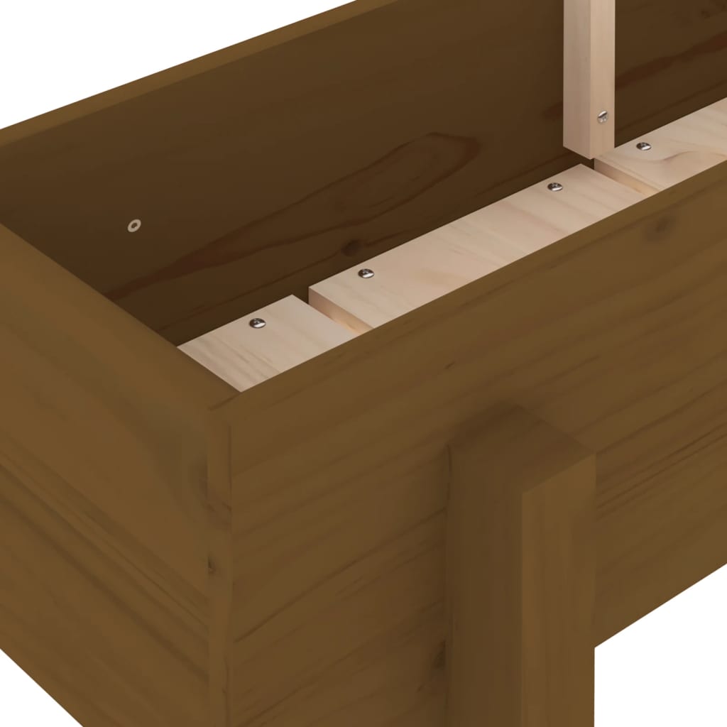 Strat înălțat de grădină maro miere 160x30x38 cm lemn masiv pin