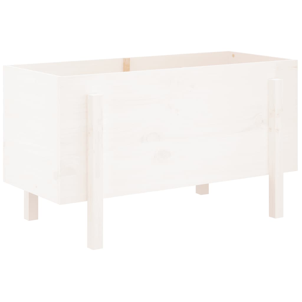 Strat înălțat de grădină, alb, 101x50x57 cm, lemn masiv de pin