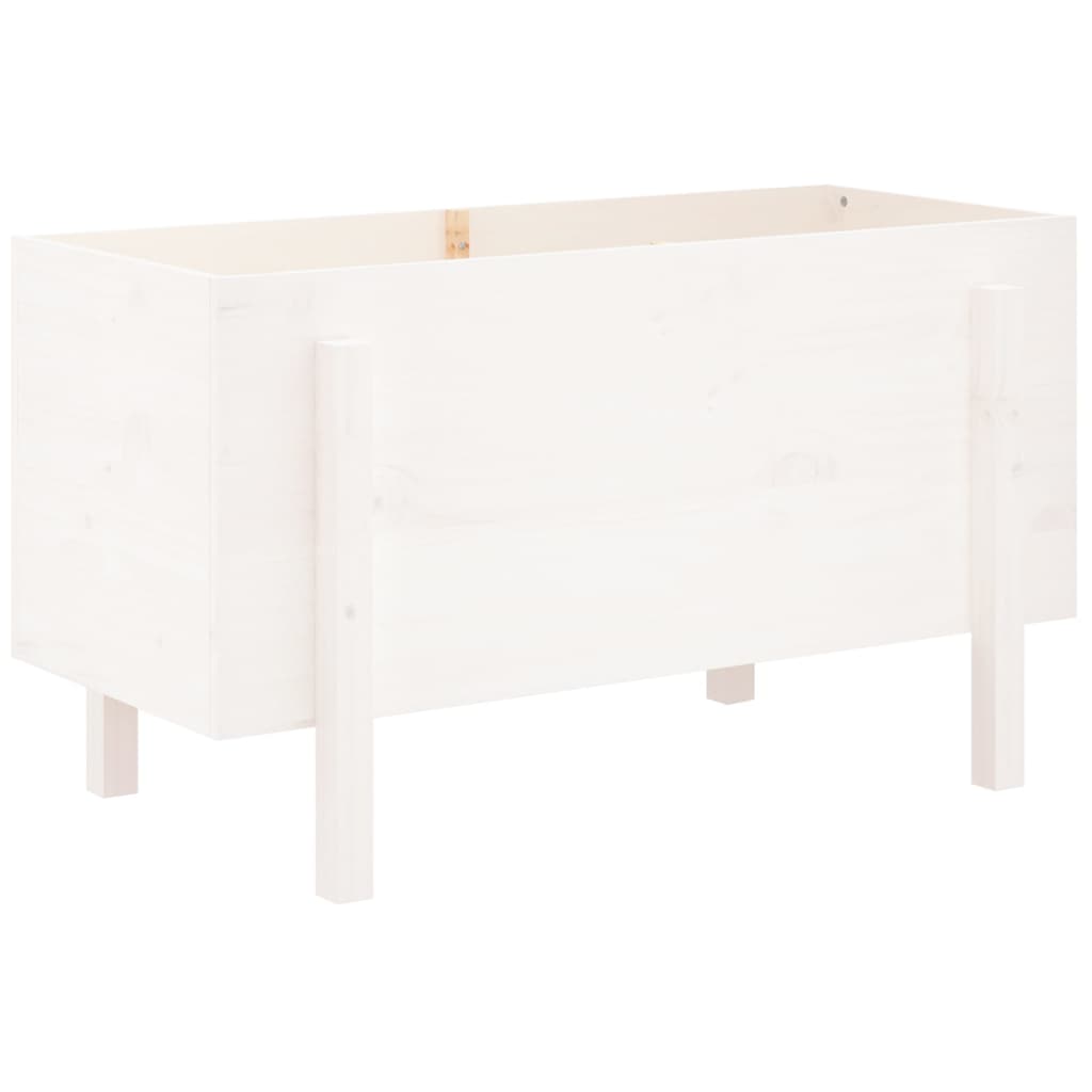 Strat înălțat de grădină, alb, 101x50x57 cm, lemn masiv de pin