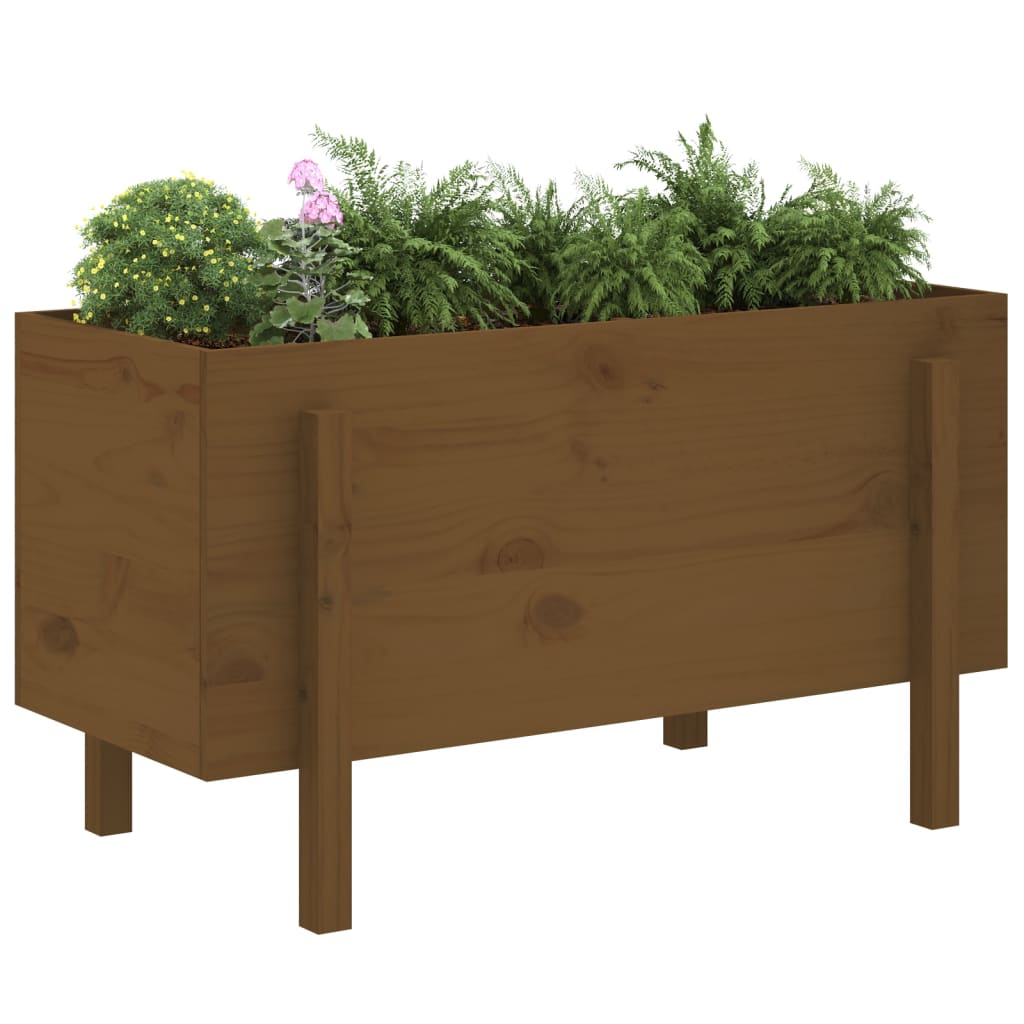 Strat înălțat de grădină maro miere 101x50x57 cm lemn masiv pin