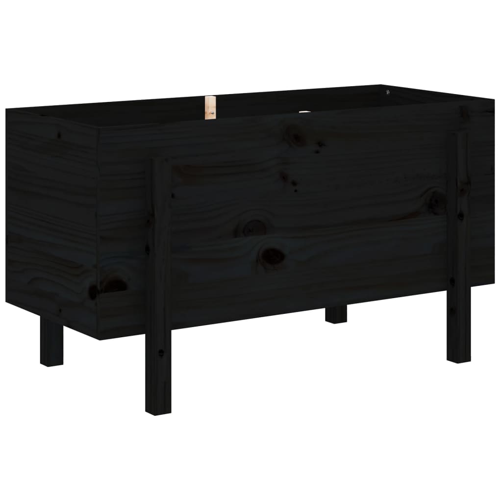 Strat înălțat de grădină, negru, 101x50x57 cm, lemn masiv pin