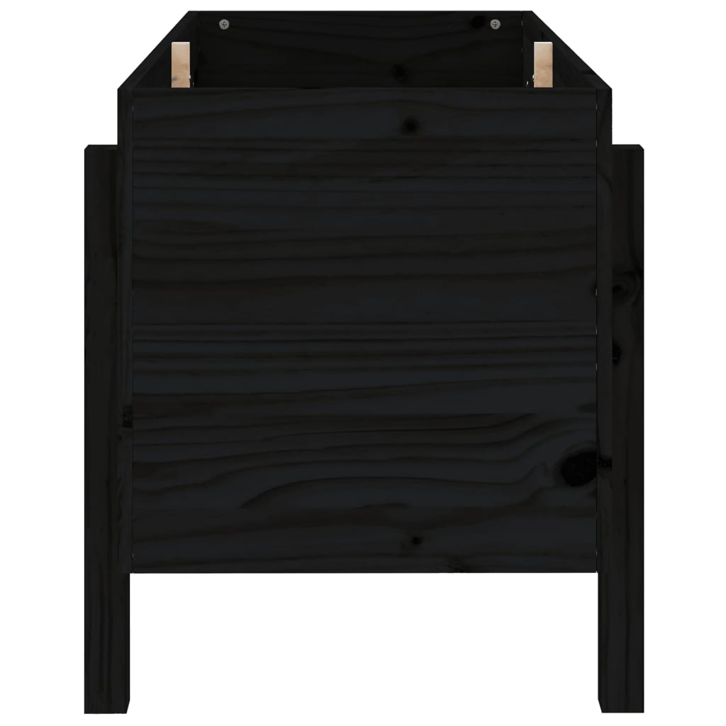 Strat înălțat de grădină, negru, 101x50x57 cm, lemn masiv pin