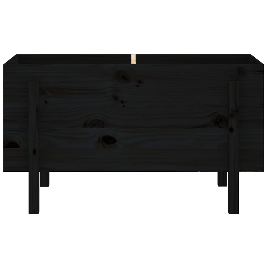 Strat înălțat de grădină, negru, 101x50x57 cm, lemn masiv pin