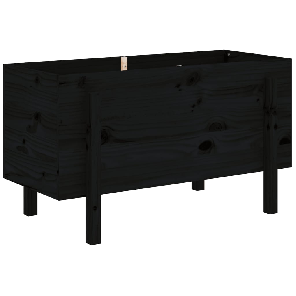 Strat înălțat de grădină, negru, 101x50x57 cm, lemn masiv pin