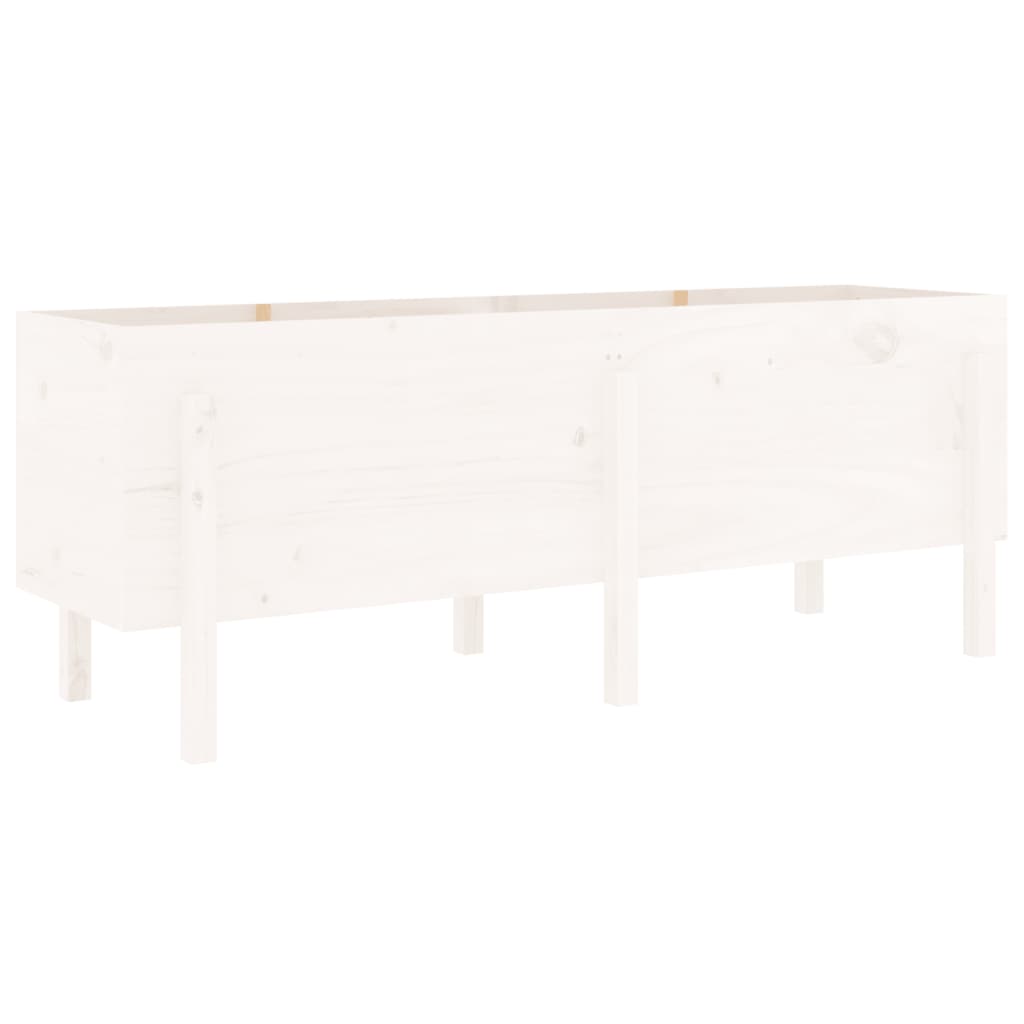 Strat înălțat de grădină, alb, 160x50x57 cm, lemn masiv de pin