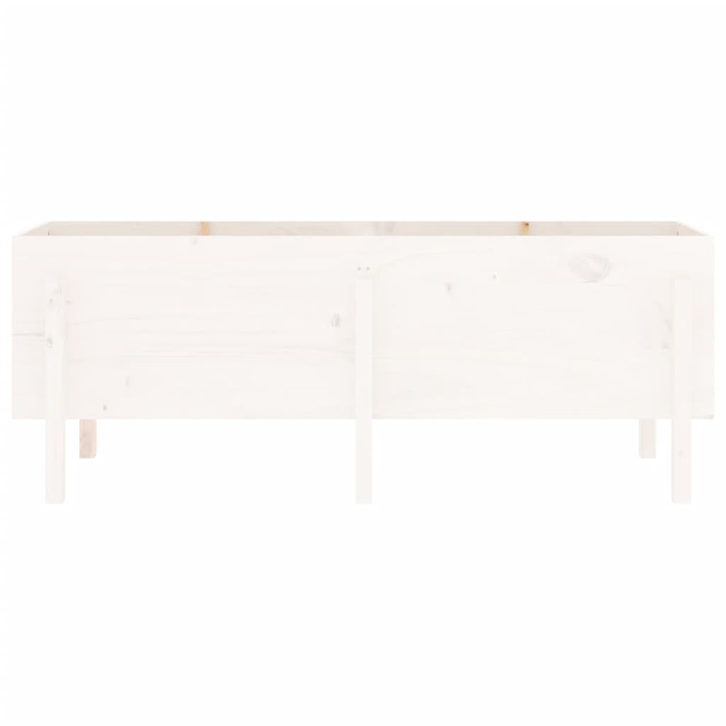 Strat înălțat de grădină, alb, 160x50x57 cm, lemn masiv de pin