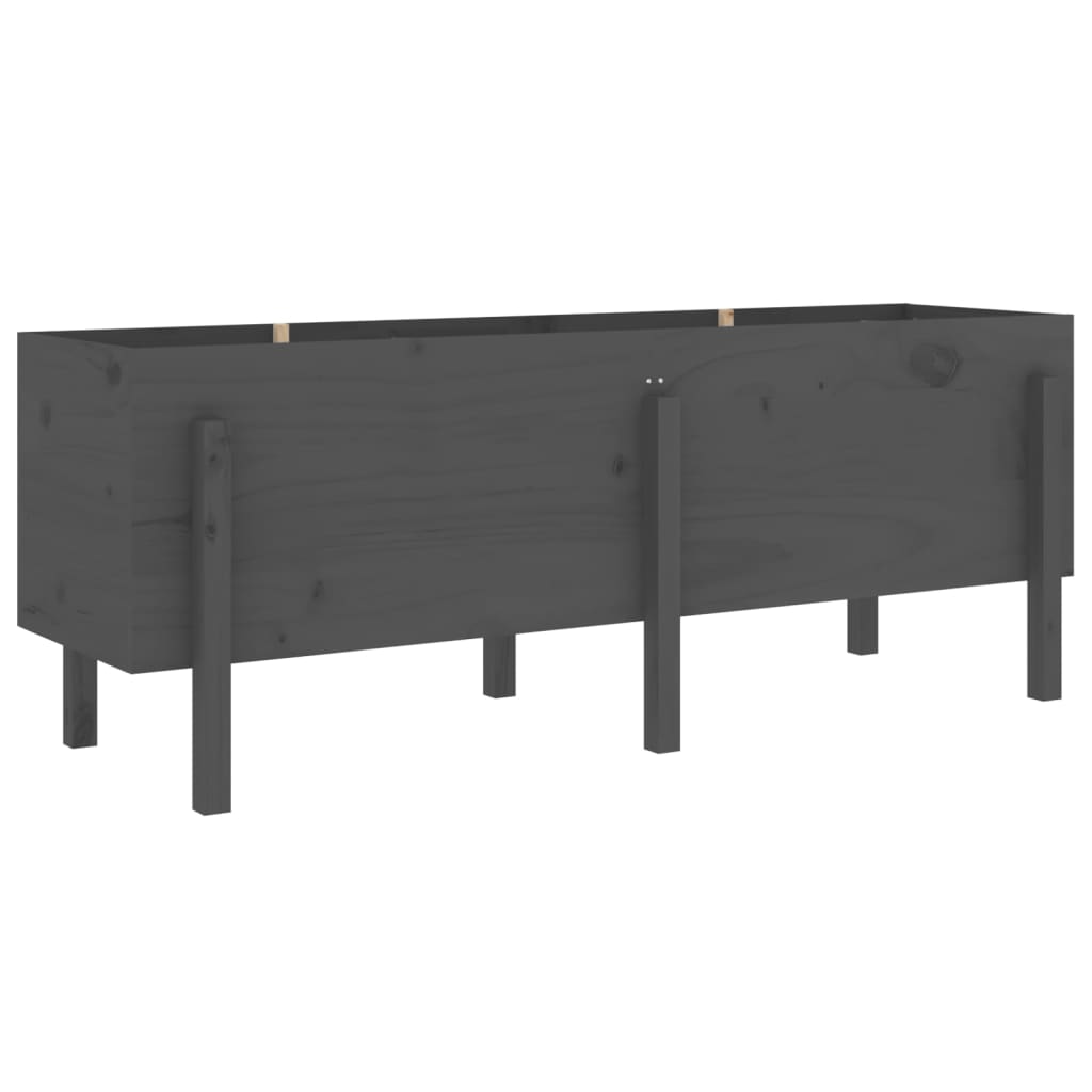 Strat înălțat de grădină, gri, 160x50x57 cm, lemn masiv de pin