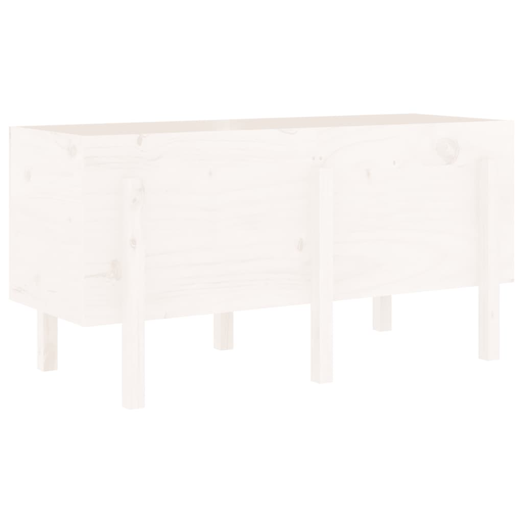 Strat înălțat de grădină, alb, 121x50x57 cm, lemn masiv de pin
