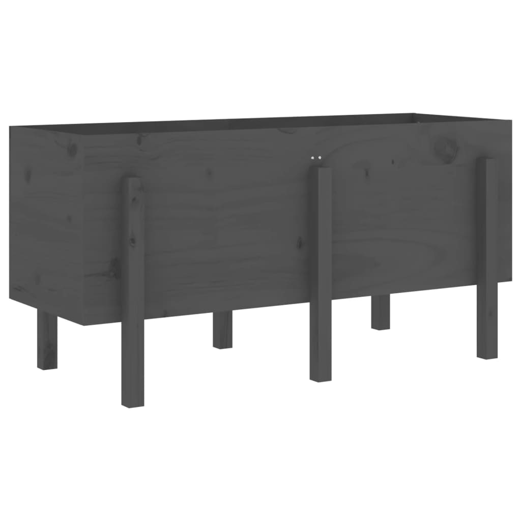 Strat înălțat de grădină, gri, 121x50x57 cm, lemn masiv de pin