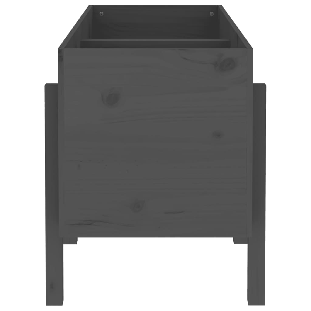 Strat înălțat de grădină, gri, 121x50x57 cm, lemn masiv de pin